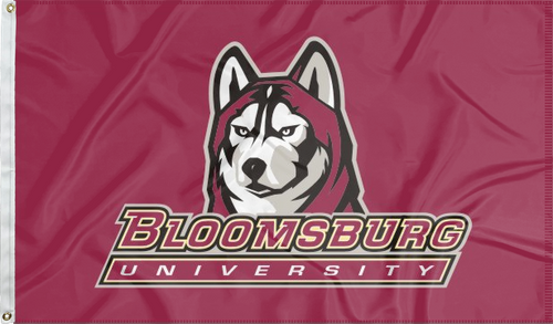 Red 3x5 foot wide Bloomsburg University Flag with two metal grommets