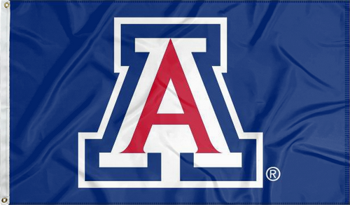 Blue 3x5 foot wide University of Arizona Flag with two metal grommets for indoor home decor