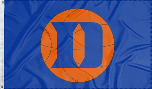 Blue Duke University 3x5 Flag with D Logo and Basketball Logo and two metal grommets