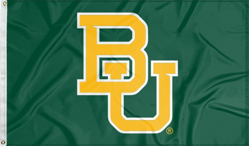 Green 3x5 foot wide Baylor University Flag with BU Logo and two metal grommets