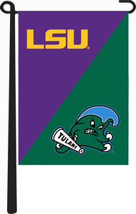 LSU - Tulane University House Divided Garden Flag