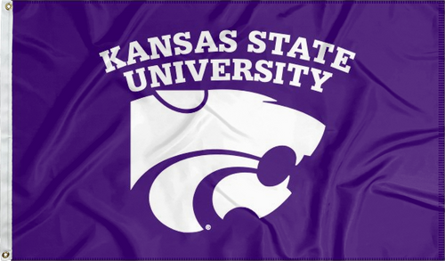 Purple 3x5 foot wide Kansas State University Flag with two metal grommets