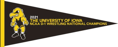 Black and Gold 12x30 inch University of Iowa Wrestling NCAA Wrestling Championship 2021 National Champions Pennant