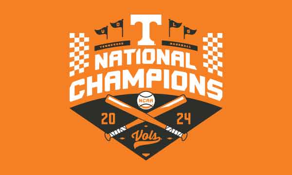 Orange 3x5 foot Tennessee Baseball CWS 2024 National Champions Flag