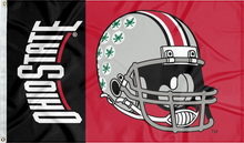 Load image into Gallery viewer, Red and Black Ohio State University Football 3x5 Flag with two metal grommets
