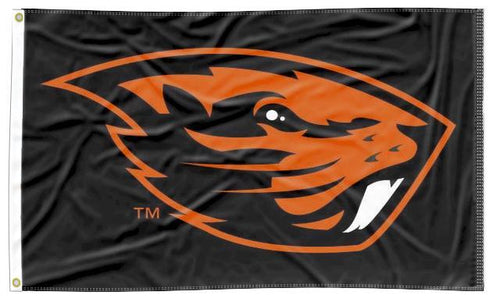 Black 3x5 Oregon State Flag with Beaver Head Logo and Two Metal Grommets