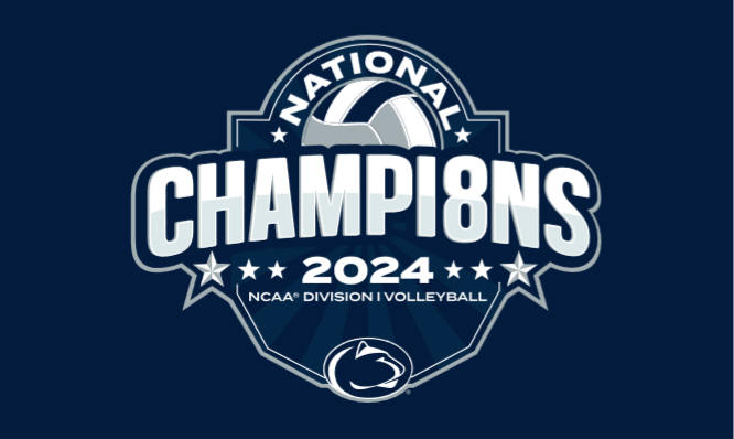 Blue 3x5 foot wide Penn State Volleyball Championship 2024 Champion Flag with Two Metal grommets