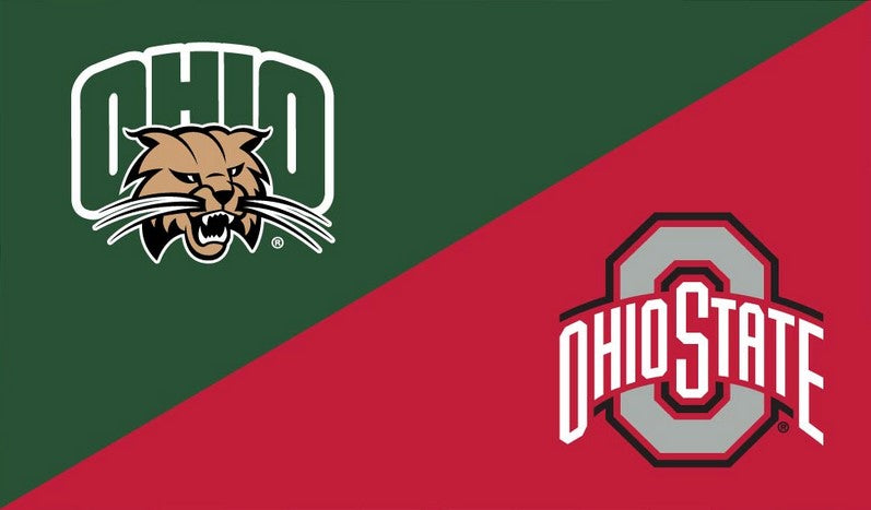 3x5 House Divided Flag with Ohio University and Ohio State University Logos