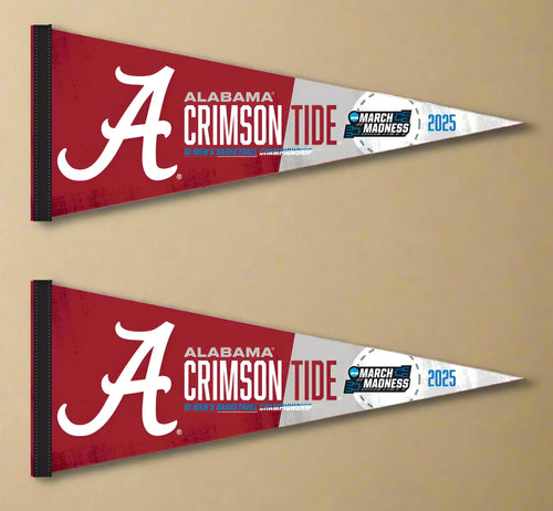 two red and gray 2025 March Madness Alabama Basketball Pennant for indoor home décor