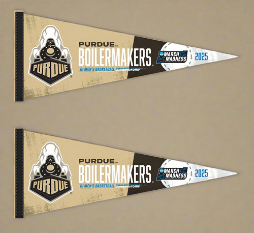 Two Purdue Basketball March Madness 2025 Pennants for indoor home décor