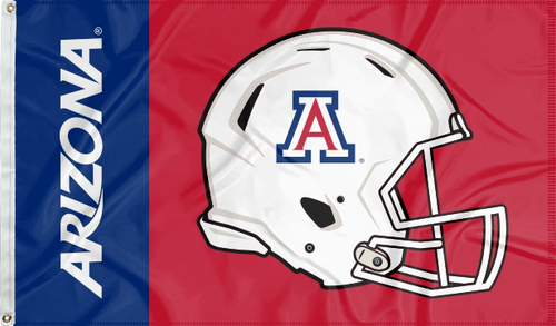 two panel blue and red University of Arizona football flag with two metal grommets