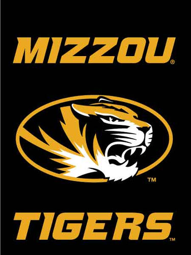 Black 40x30 inch long double sided University of Missouri House Flag with Mizzou Tigers Logo