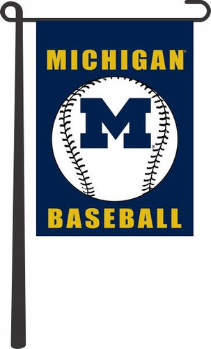 Blue 13x18 University of Michigan Baseball Garden Flag