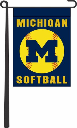 Blue 13x18 Michigan Softball Garden Flag