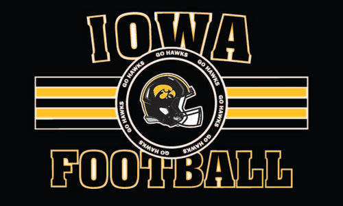 Black 3x5 Iowa Go Hawks Football Flag