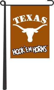 Orange 13x18 University of Texas Garden Flag with Hook 'Em Horns Logo