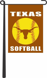 Orange 13x18 Texas Longhorns Softball Garden Flag