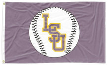 Load image into Gallery viewer, 3x5 foot purple LSU Flag with LSU Baseball Logo and Two Metal Grommets
