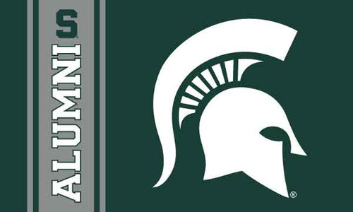 Green 3x5 Michigan State Flag with Alumni Logo