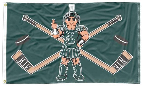 Green 3x5 Michigan State Hockey Flag with Two Metal Grommets