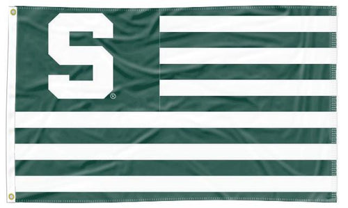 3x5 Michigan State Flag with Spartans National Logo and Two Metal Grommets