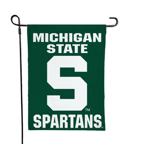 Green 13x18 Michigan State Garden Flag with Michigan State S Spartans Logo