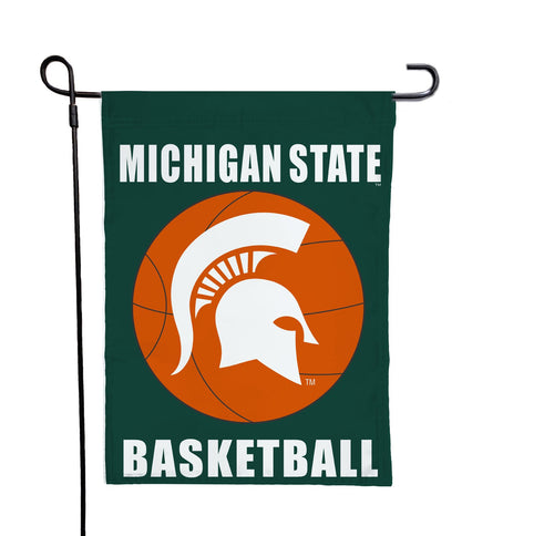 Green 13x18 Michigan State Basketball Garden Flag