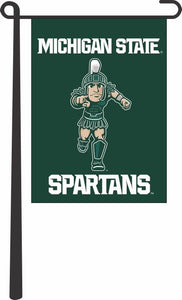 Green 13x18 Michigan State Garden Flag with Sparty Mascot and Spartans Logo
