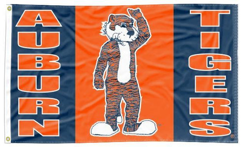 3x5 Auburn Flag with Aubie The Tiger Logo and Two Metal Grommets