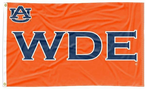 Orange 3x5 Auburn Flag with War Damn Eagle Logo and Two Metal Grommets