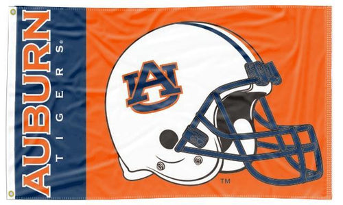 3x5 Auburn Flag with Football Helmet and Two Metal Grommets