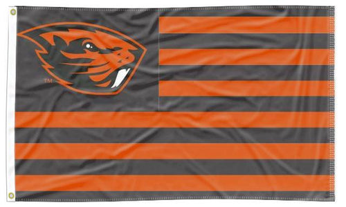 3x5 Oregon State Flag with Beaver Head Logo and Black and White Stripes and Two Metal Grommets