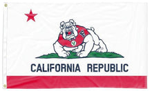 Load image into Gallery viewer, White and Red 3x5 Fresno State Flag With California Republic Logo
