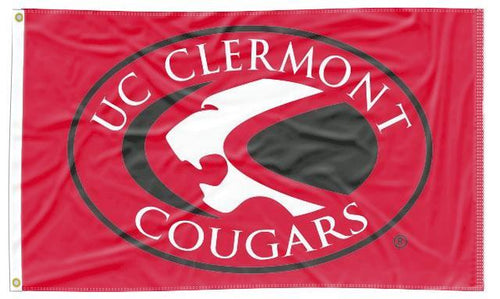 Red 3x5 foot wide University of Cincinnati Clermont Cougars Flag with Two gold metal grommets